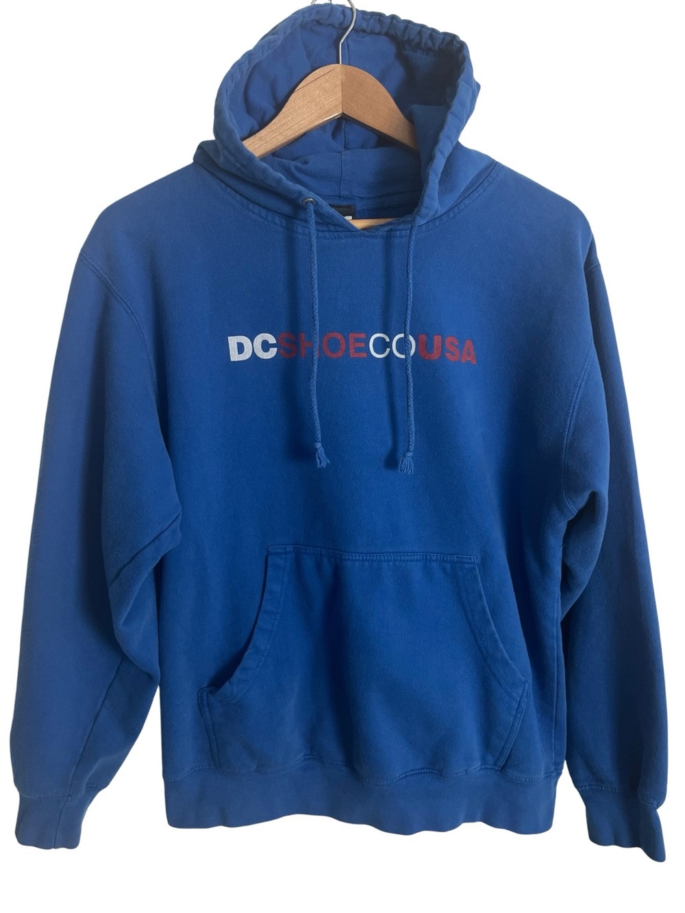 DC Shoe Co USA Hoodie Blue Red White Cotton Blend Size Medium